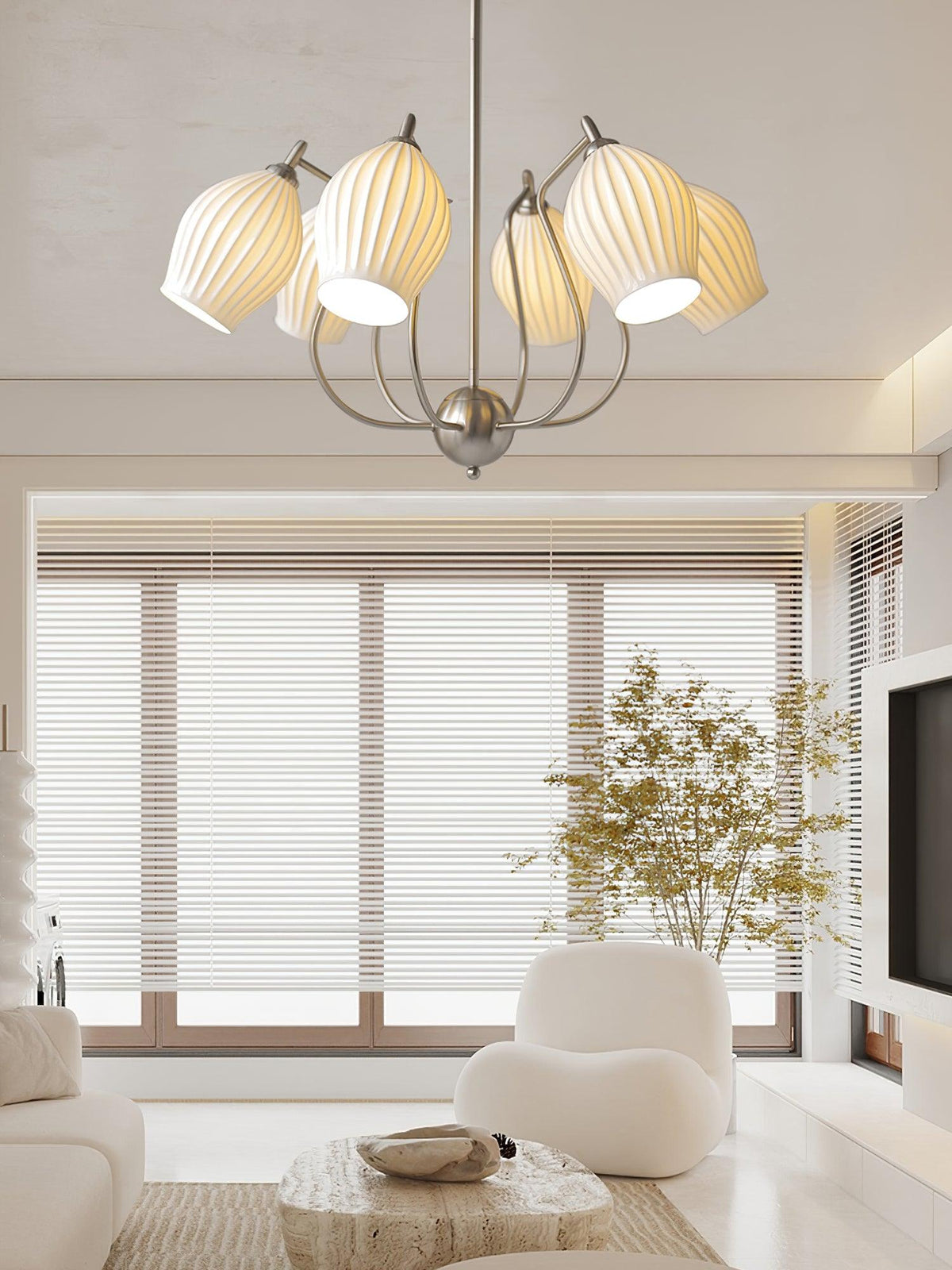 ceramic-ribbed-chandelier