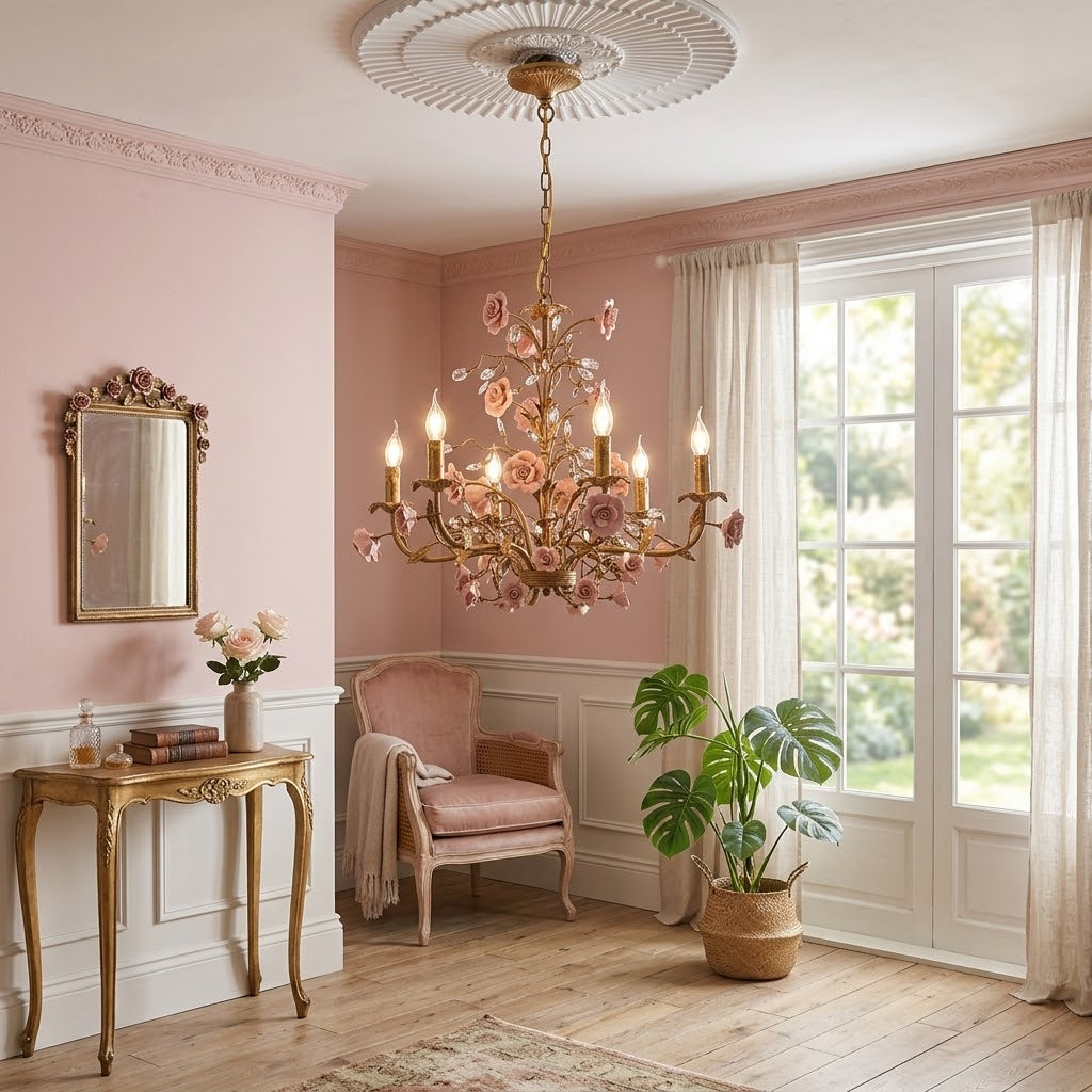 ceramic-rose-vine-chandelier