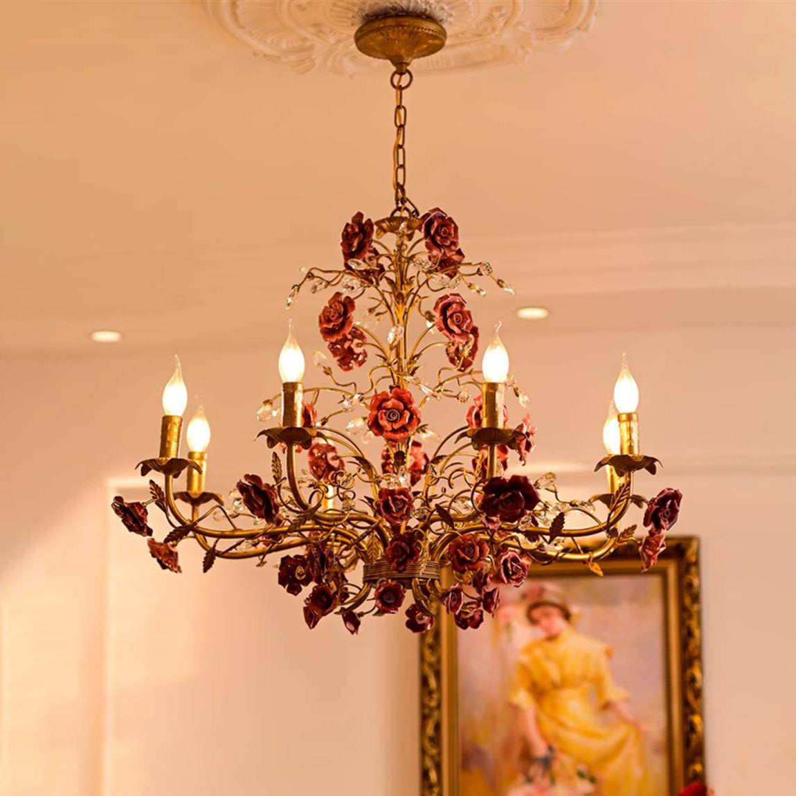 ceramic-rose-vine-chandelier
