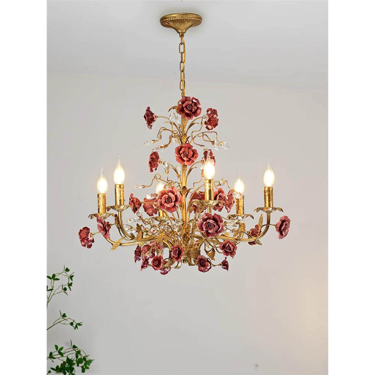ceramic-rose-vine-chandelier