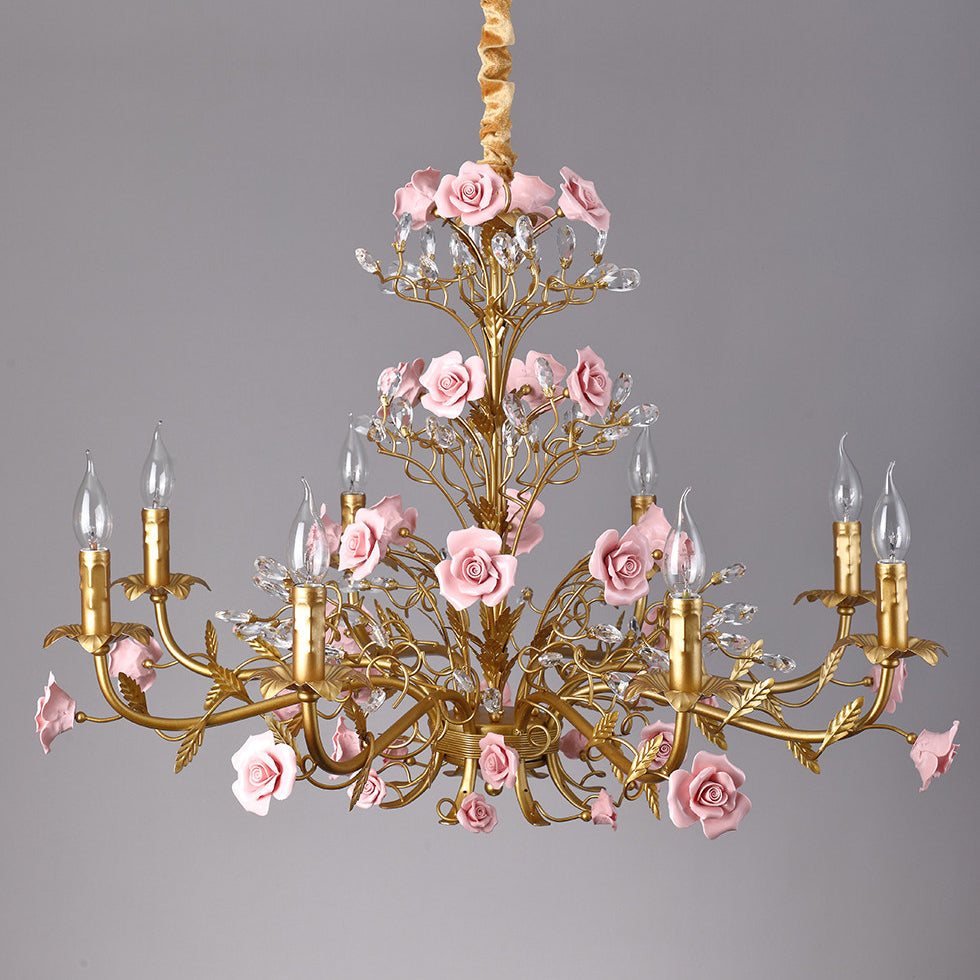 ceramic-rose-vine-chandelier