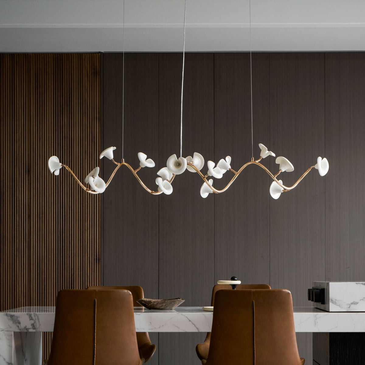 Cerisium Blossom Chandelier – Sculptural Ceramic & Iron Pendant Light