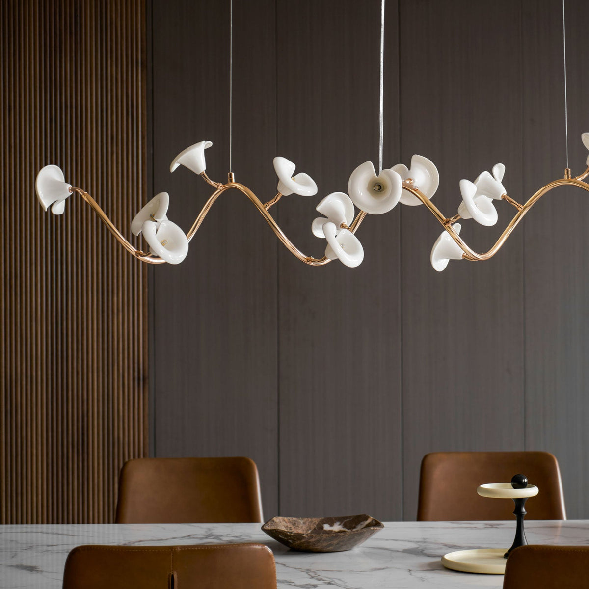 Cerisium Blossom Chandelier – Sculptural Ceramic & Iron Pendant Light