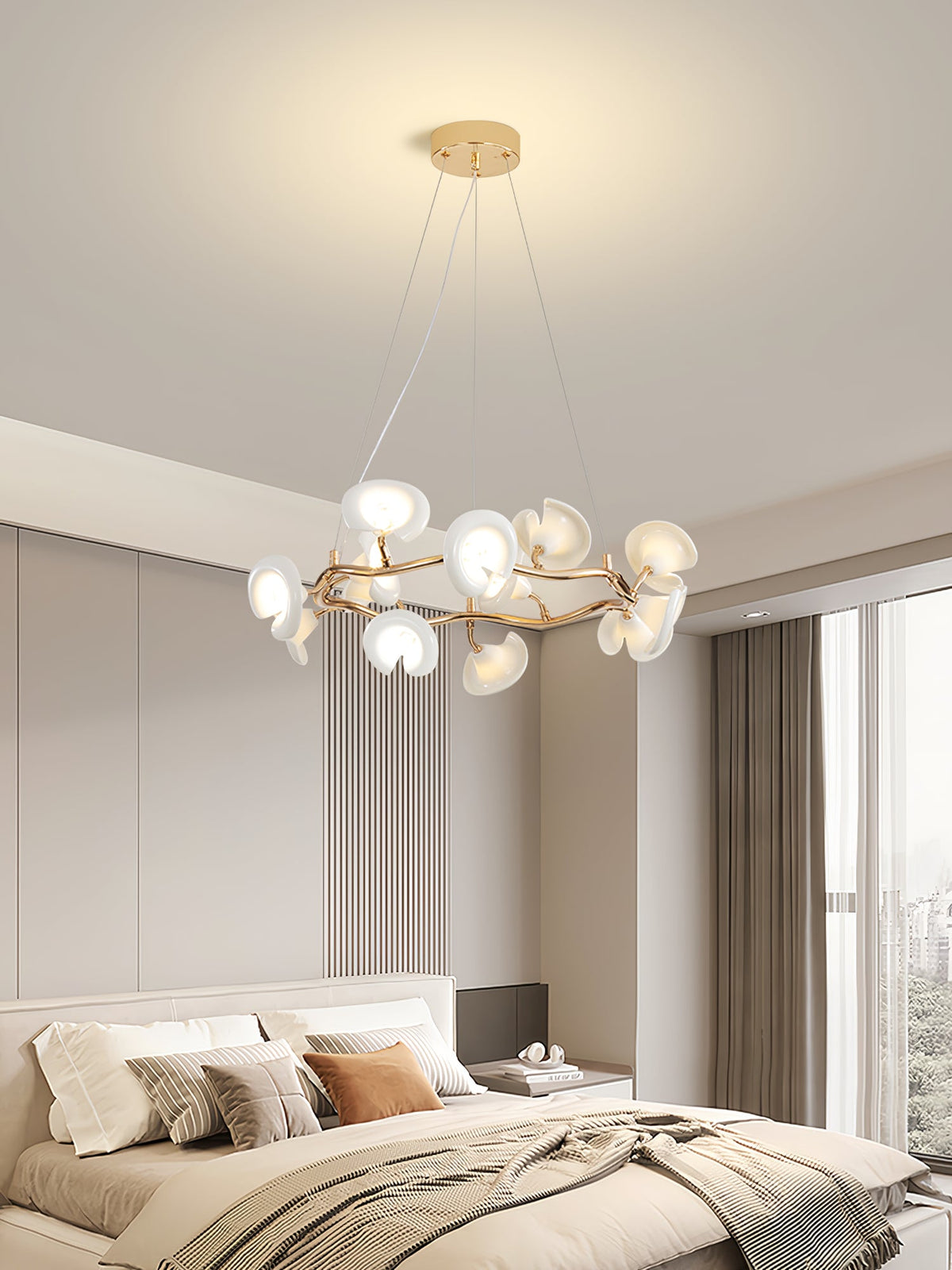 Cerisium Blossom Chandelier – Sculptural Ceramic & Iron Pendant Light