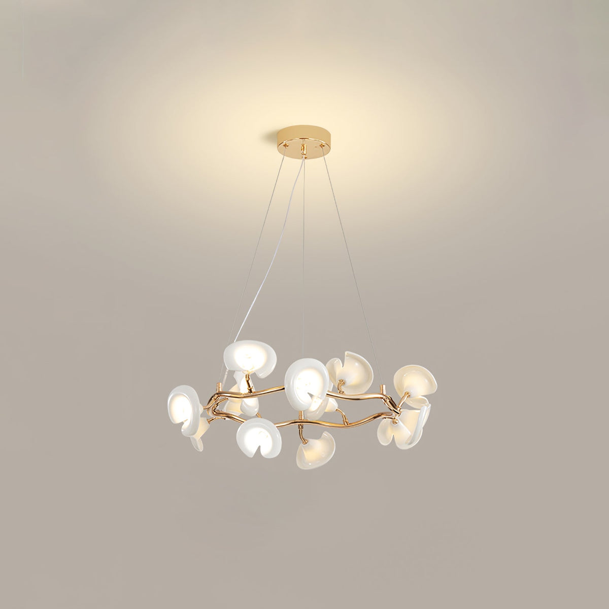 Cerisium Blossom Chandelier – Sculptural Ceramic & Iron Pendant Light