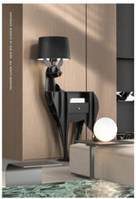 Cervus Deep Floor Lamp with Side Table and Storage, Matte Black