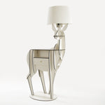Cervus Deep Floor Lamp with Side Table and Storage, Matte Black