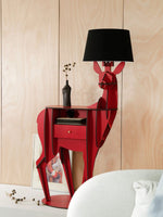 Cervus Deep Floor Lamp with Side Table and Storage, Matte Black