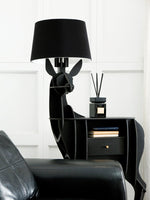 Cervus Deep Floor Lamp with Side Table and Storage, Matte Black