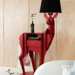 Cervus Deep Floor Lamp with Side Table and Storage, Matte Black
