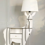 Cervus Deep Floor Lamp with Side Table and Storage, Matte Black