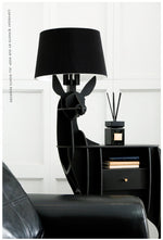 Cervus Deep Floor Lamp with Side Table and Storage, Matte Black
