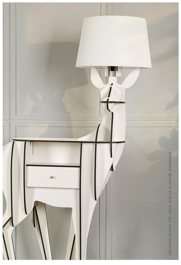 Cervus Deep Floor Lamp with Side Table and Storage, Matte Black