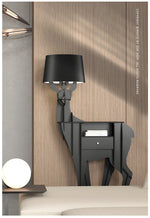 Cervus Deep Floor Lamp with Side Table and Storage, Matte Black