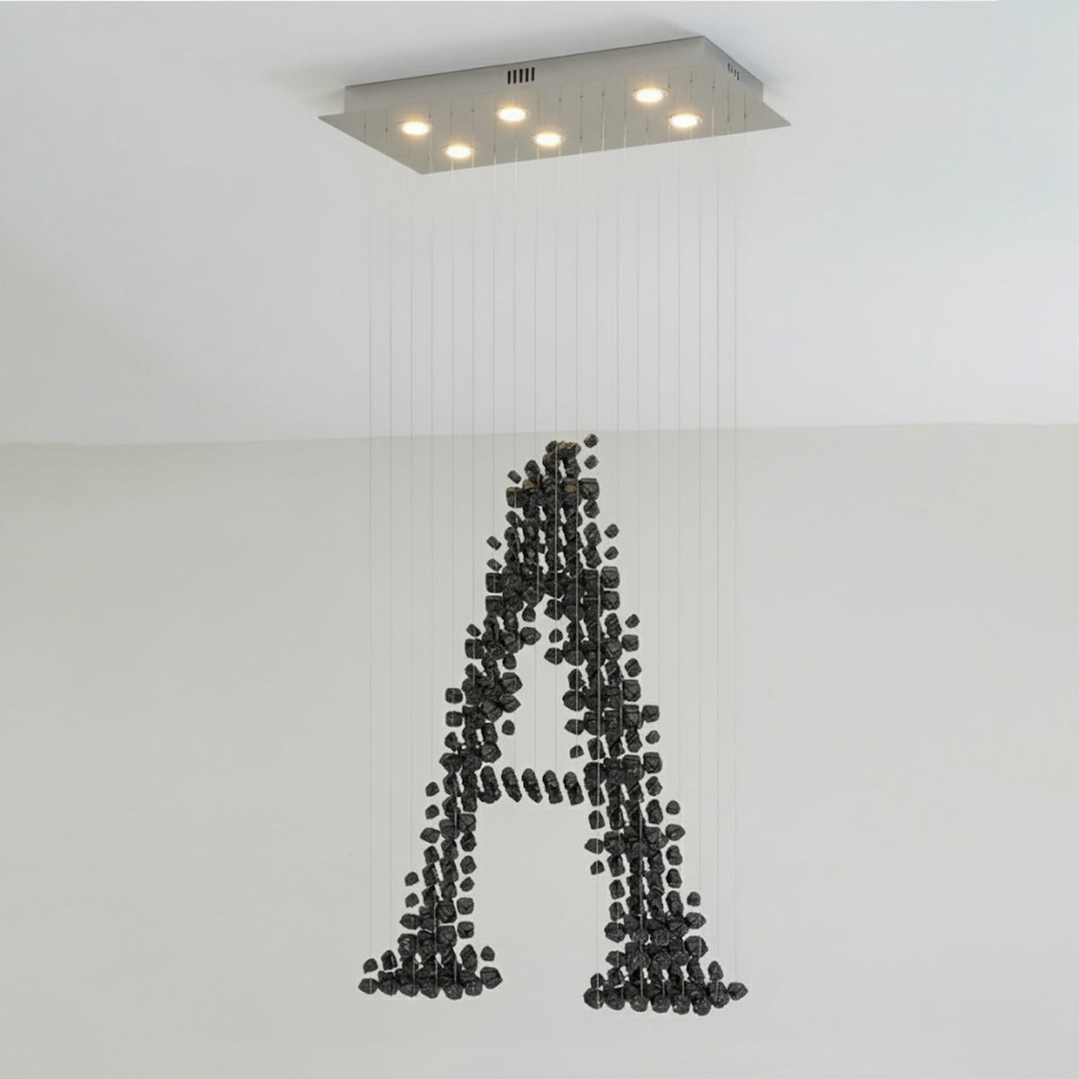 Charcoal Sculptural LED Chandelier – Modern Linear Pendant for Living and Dining Spaces