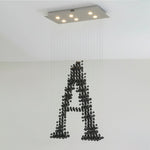 Charcoal Sculptural LED Chandelier – Modern Linear Pendant for Living and Dining Spaces