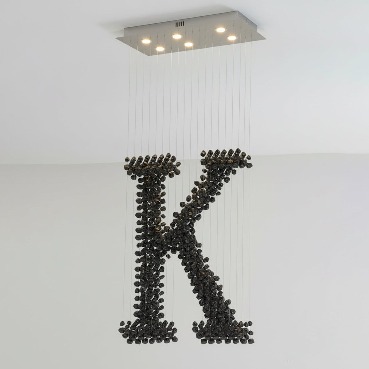 Charcoal Sculptural Chandelier K – Modern Architectural LED Pendant Light