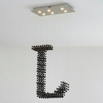Charcoal Sculptural Linear Chandelier, Handcrafted Stone LED Pendant for Modern Interiors