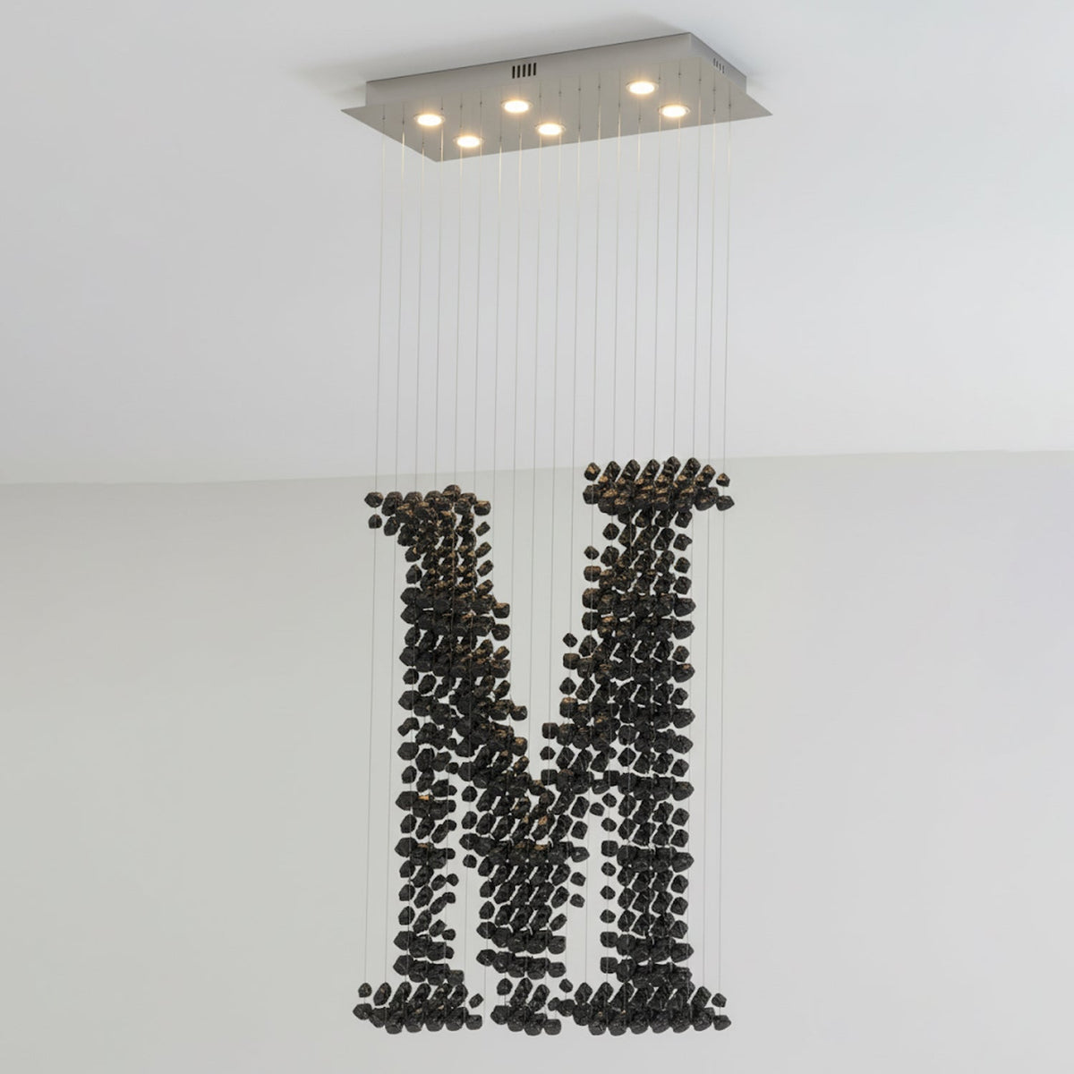 Charcoal Linear LED Chandelier in Black Iron for Modern Interiors