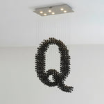 Charcoal Linear LED Chandelier, Modern Art-Inspired Ceiling Light for Dining and Living Spaces