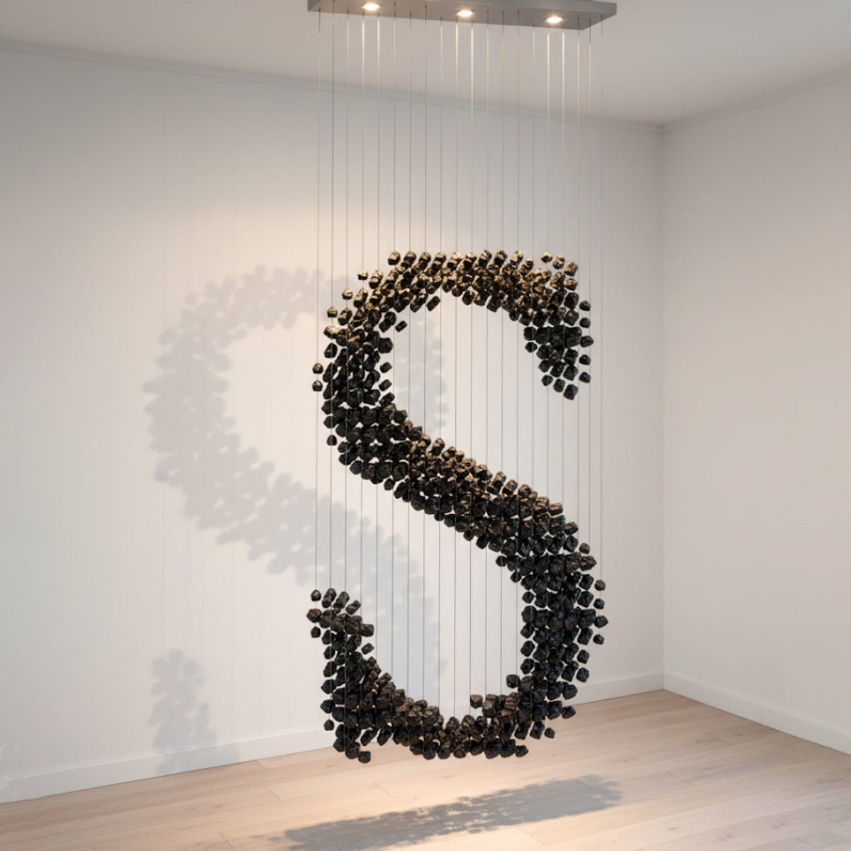 Charcoal Black Linear LED Chandelier for Modern Interiors