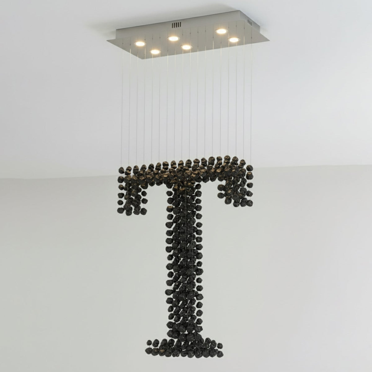 Charcoal Linear Chandelier with Iron Frame and LED Lighting