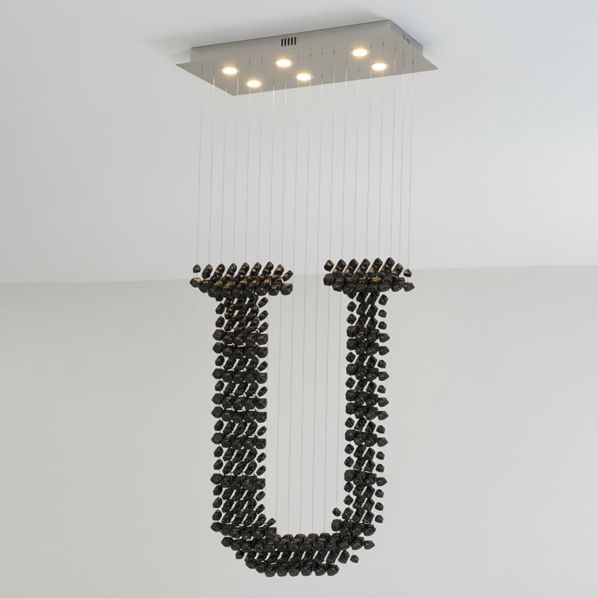 Charcoal Sculptural Linear LED Chandelier for Modern Interiors