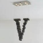 Charcoal Linear Chandelier V – Modern Stone & Metal LED Pendant