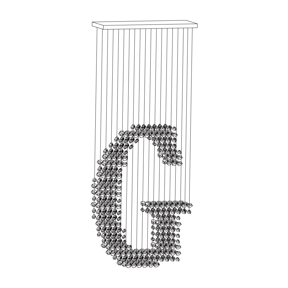 Charcoal Chandelier Letters G-L | Handcrafted Stone LED Pendant