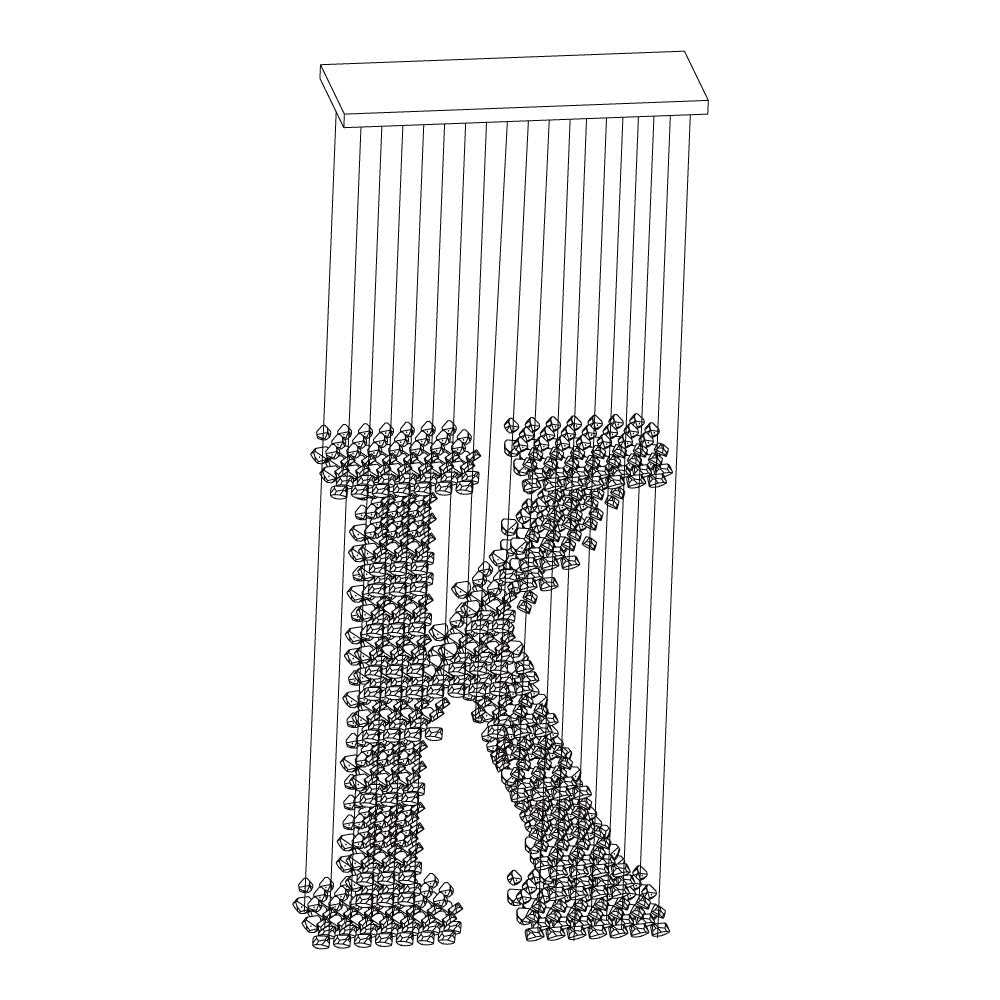 Charcoal Chandelier Letters G-L | Handcrafted Stone LED Pendant