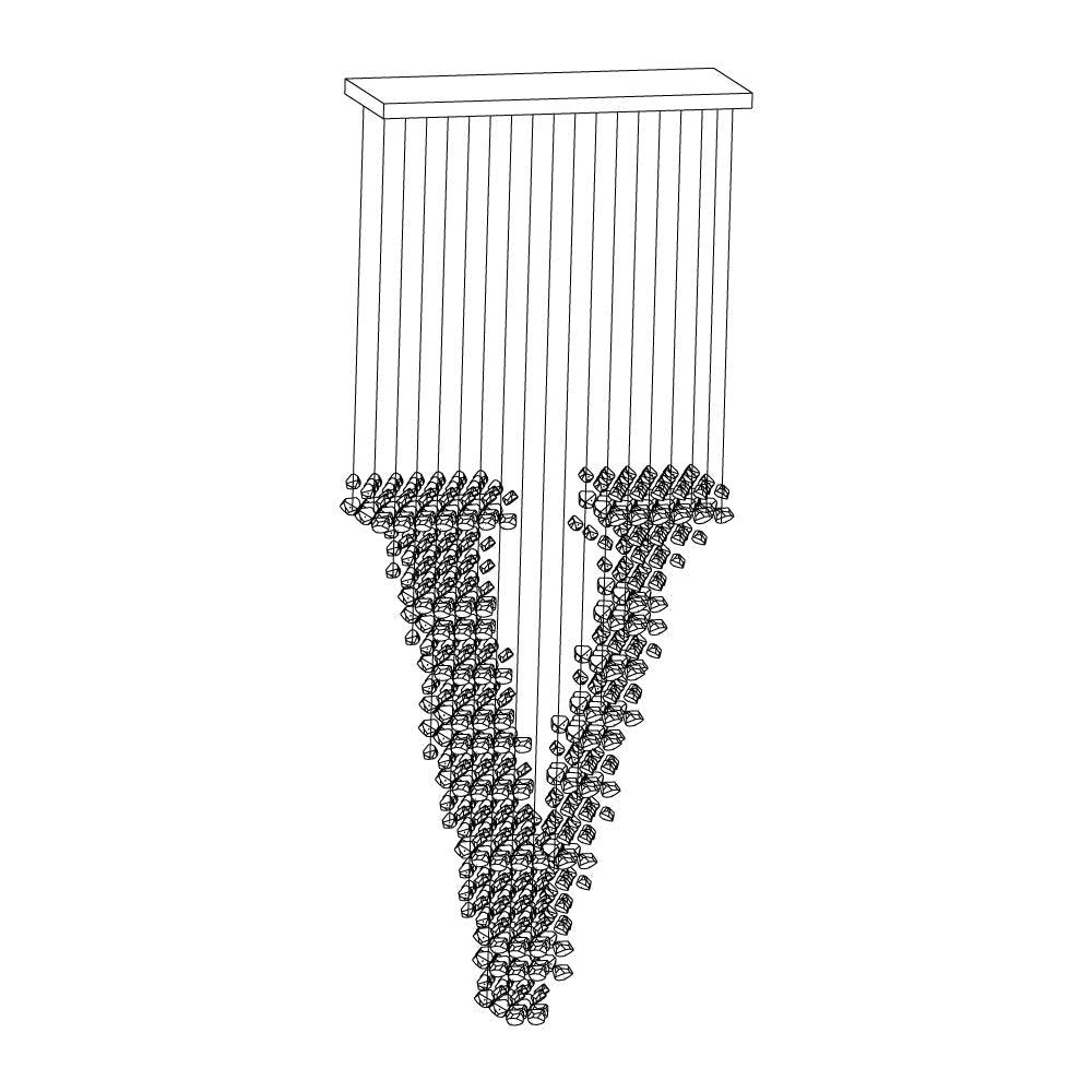 Charcoal Linear Chandelier V – Modern Stone & Metal LED Pendant