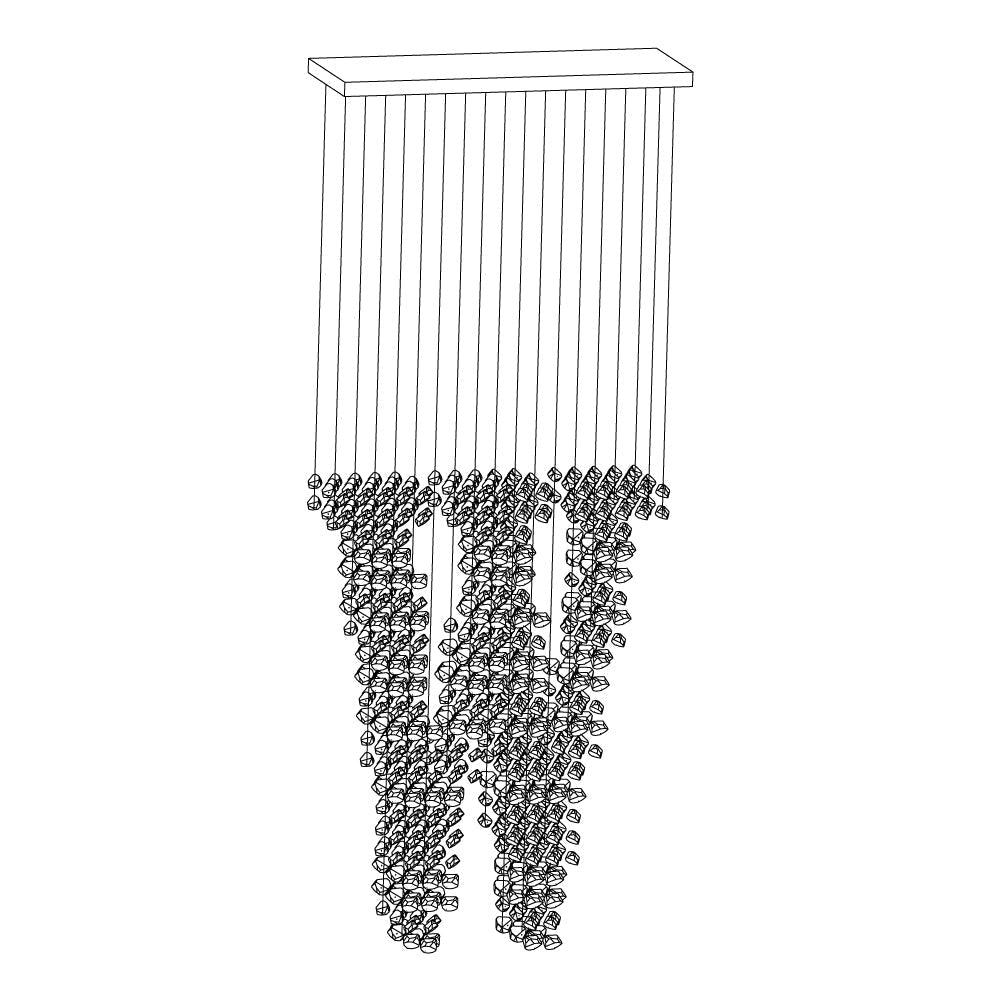 Charcoal Linear Chandelier — Sculptural LED Pendant for Modern Interiors