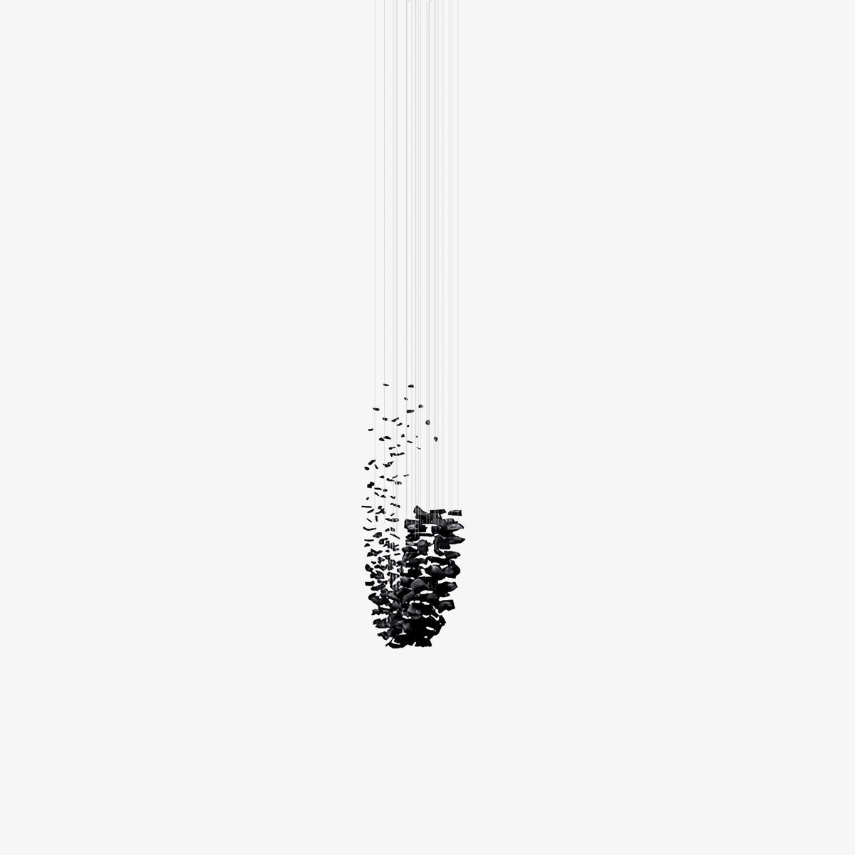 Charcoal Cascade Pixel Chandelier – Modern Stone LED Pendant for Living and Dining Spaces