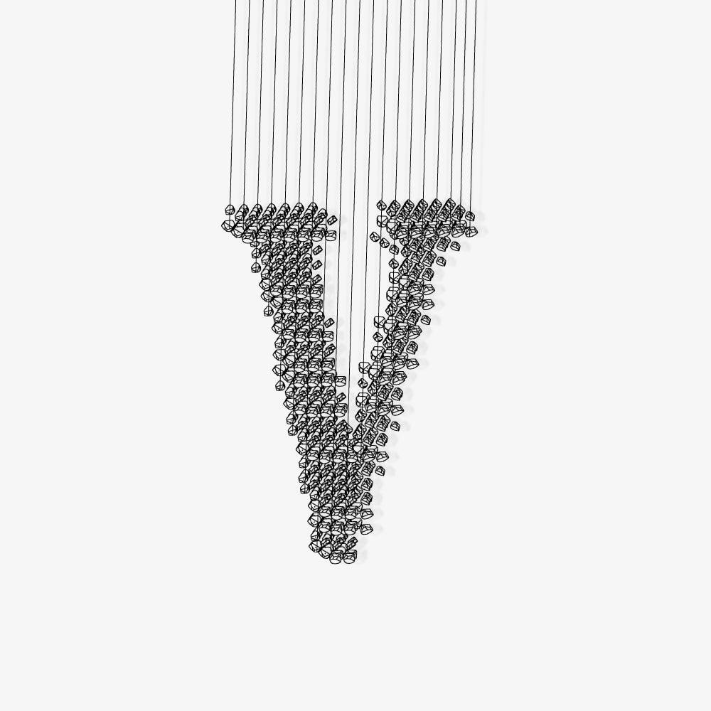 Charcoal Linear Chandelier V – Modern Stone & Metal LED Pendant