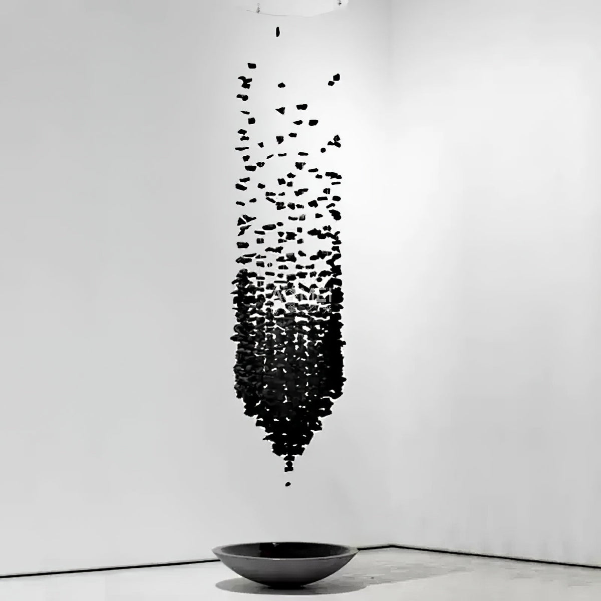 Charcoal Cascade Pixel Chandelier – Modern Stone LED Pendant for Living and Dining Spaces