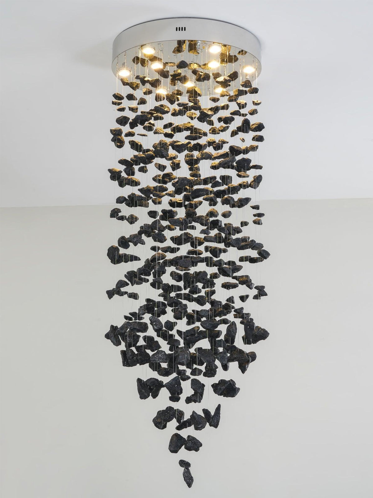 Charcoal Chandelier Letters G-L | Handcrafted Stone LED Pendant