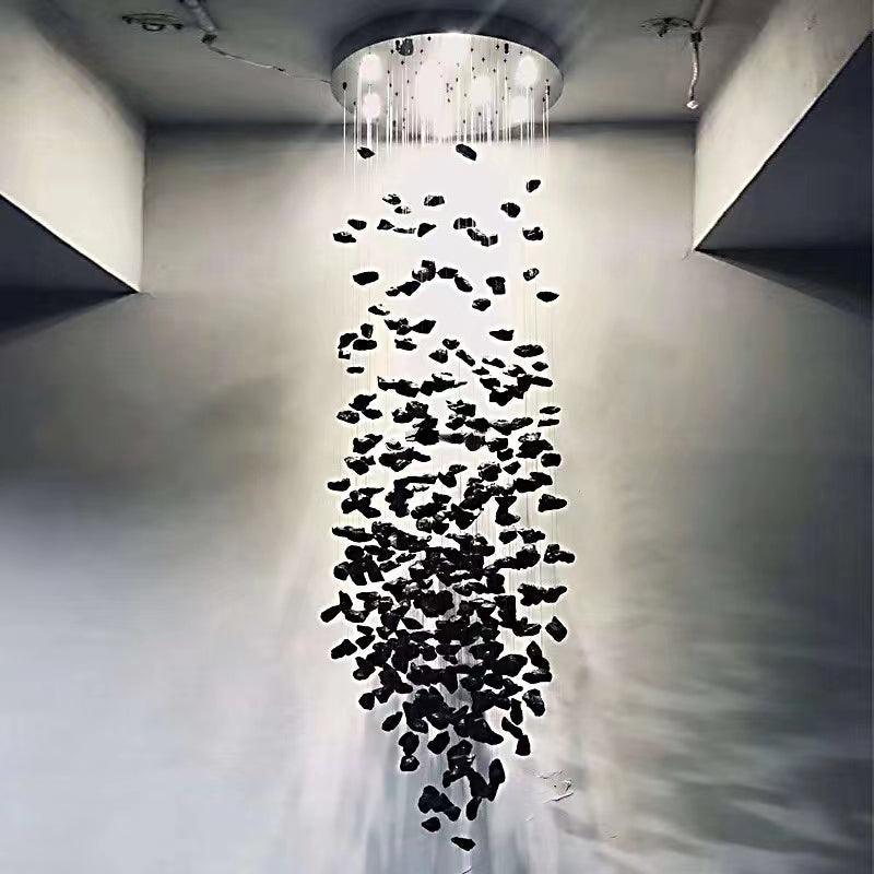 Charcoal Chandelier Letters G-L | Handcrafted Stone LED Pendant