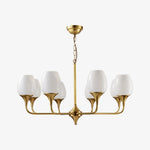 Charlie Eight-Light Brass Chandelier with Glass Shades for Dining and Living Rooms