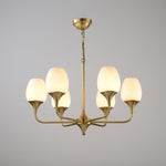 Charlie Eight-Light Brass Chandelier with Glass Shades for Dining and Living Rooms