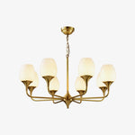 Charlie Eight-Light Brass Chandelier with Glass Shades for Dining and Living Rooms