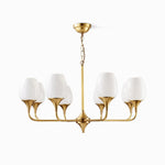 Charlie Eight-Light Brass Chandelier with Glass Shades for Dining and Living Rooms