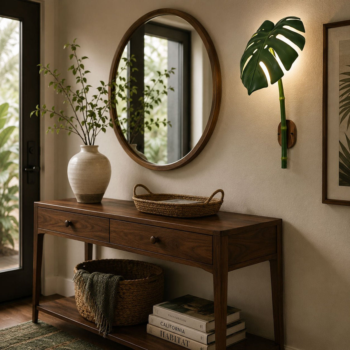Monstera Leaf Wall Sconce — Tropical Botanical Light for Modern Interiors