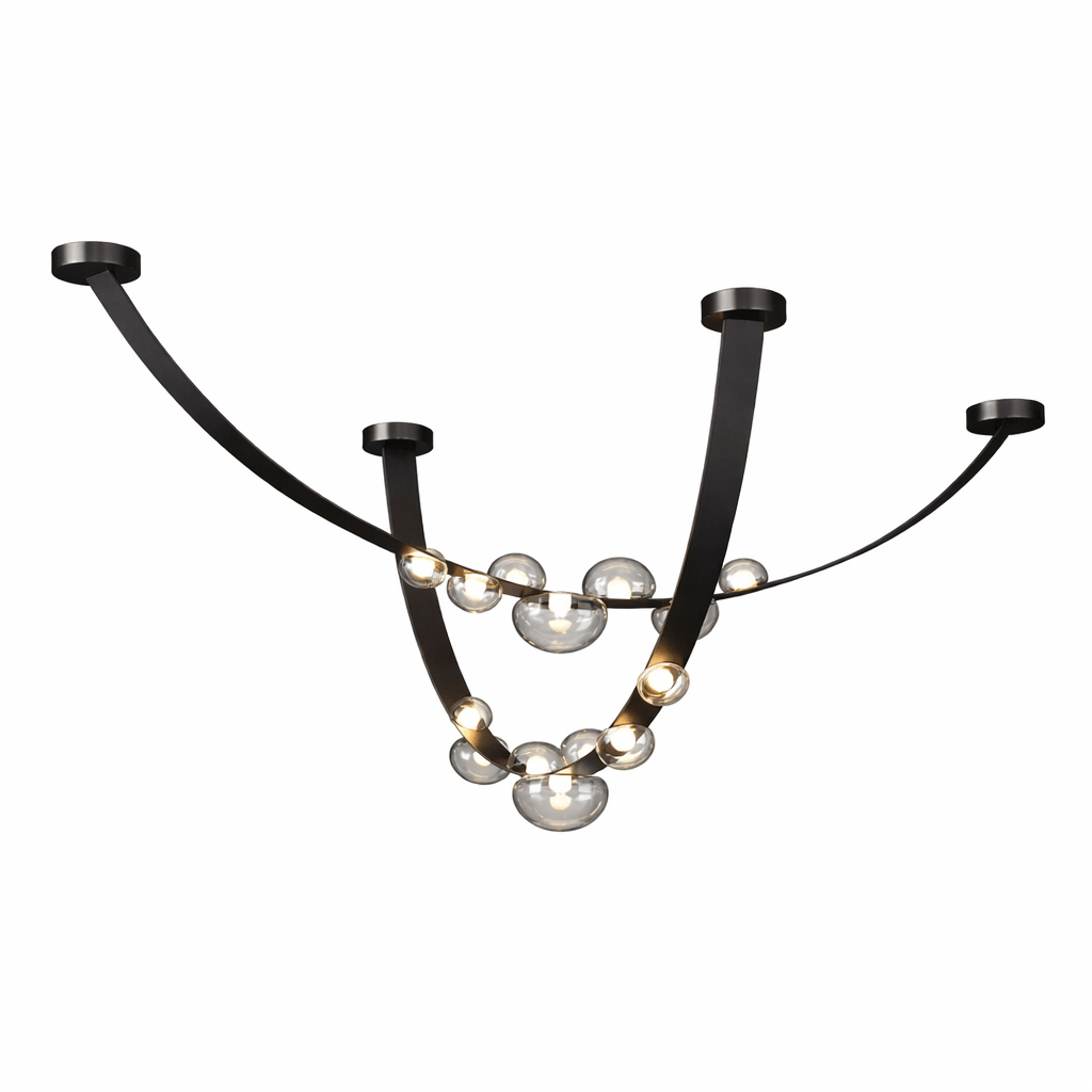Orvyn Leather Arc Chandelier – Modern Linear LED Pendant Light