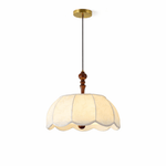 Elowen Blossom Lantern Pendant Light – Fabric Shade with Wood Accents