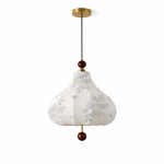 Maribel Floral Fabric Pendant Light with Wooden Accents