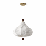 Maribel Floral Fabric Pendant Light with Wooden Accents