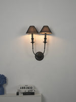 Chester Wall Sconce – Modern Black Metal & Fabric Shade for Bedroom and Living Room