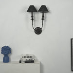 Chester Wall Sconce – Modern Black Metal & Fabric Shade for Bedroom and Living Room