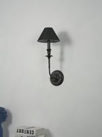 Chester Wall Sconce – Modern Black Metal & Fabric Shade for Bedroom and Living Room