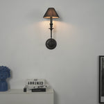 Chester Wall Sconce – Modern Black Metal & Fabric Shade for Bedroom and Living Room